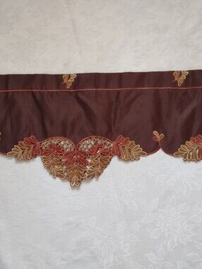 Guipure Lace Embroidered Valance Chocolate Brown